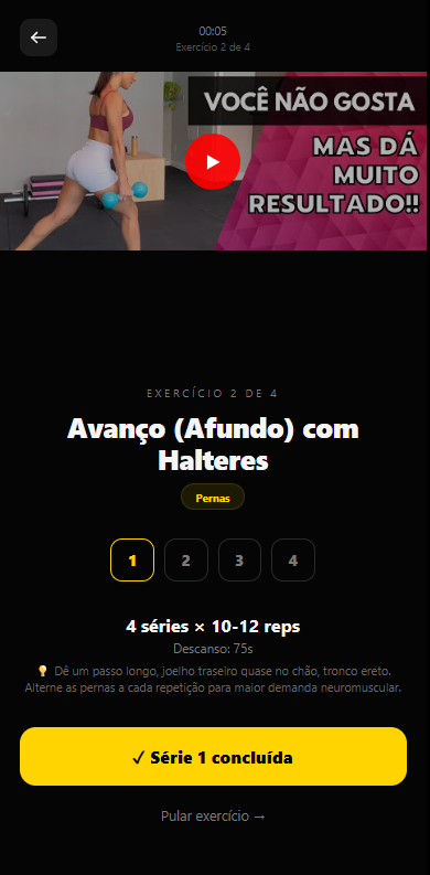 Execução do exercício com vídeo — Vibe Force